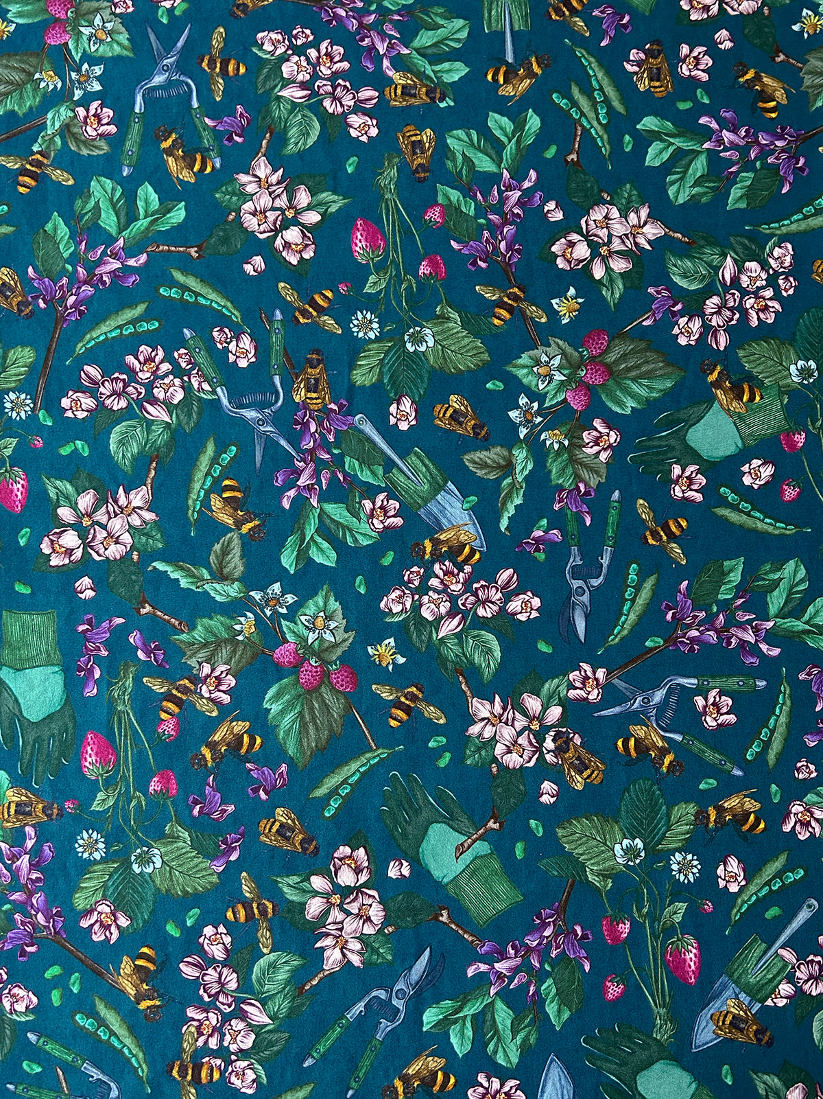 Signature Bee Teal Furnishing Fabric | Gung Ho London